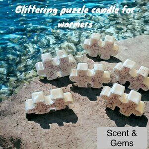 Glittering puzzle candles 'for warmers'.